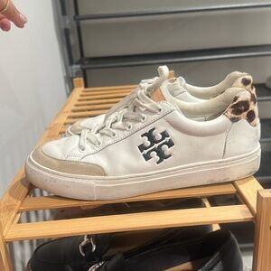Tory Burch White Sneakers with Leopard Detail